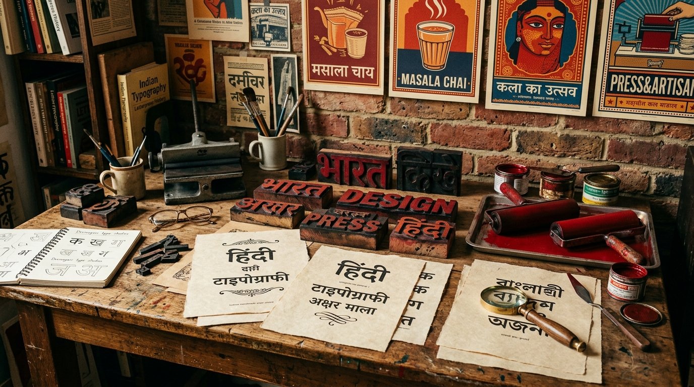 Vintage Indian typography desk