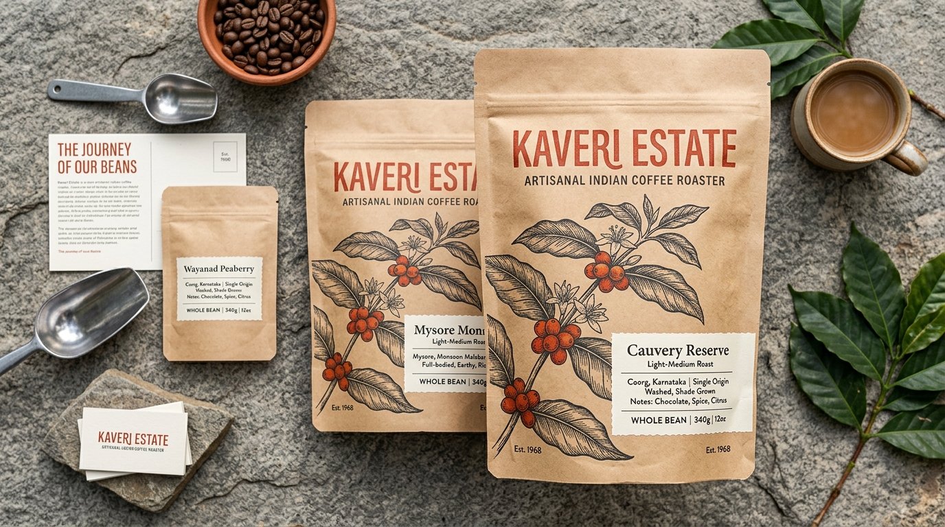 Kaveri Roasters Artisanal Coffee Packaging and Branding